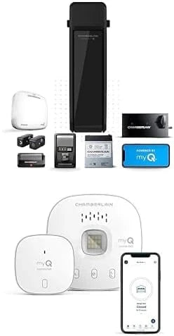 Silent and quiet wall-mounted garage door opener with battery backup and LED lighting, weighing 36 pounds, in black color. L8