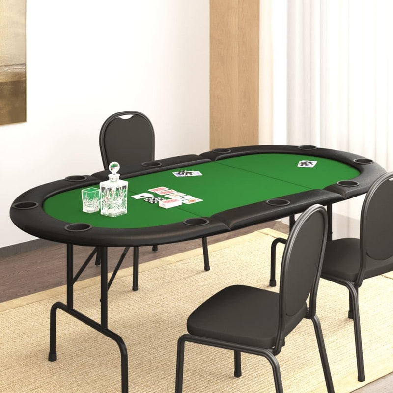Poker and game table - 10-person foldable poker table - Green - 206x106x75 cm, 32 kg - Green B6