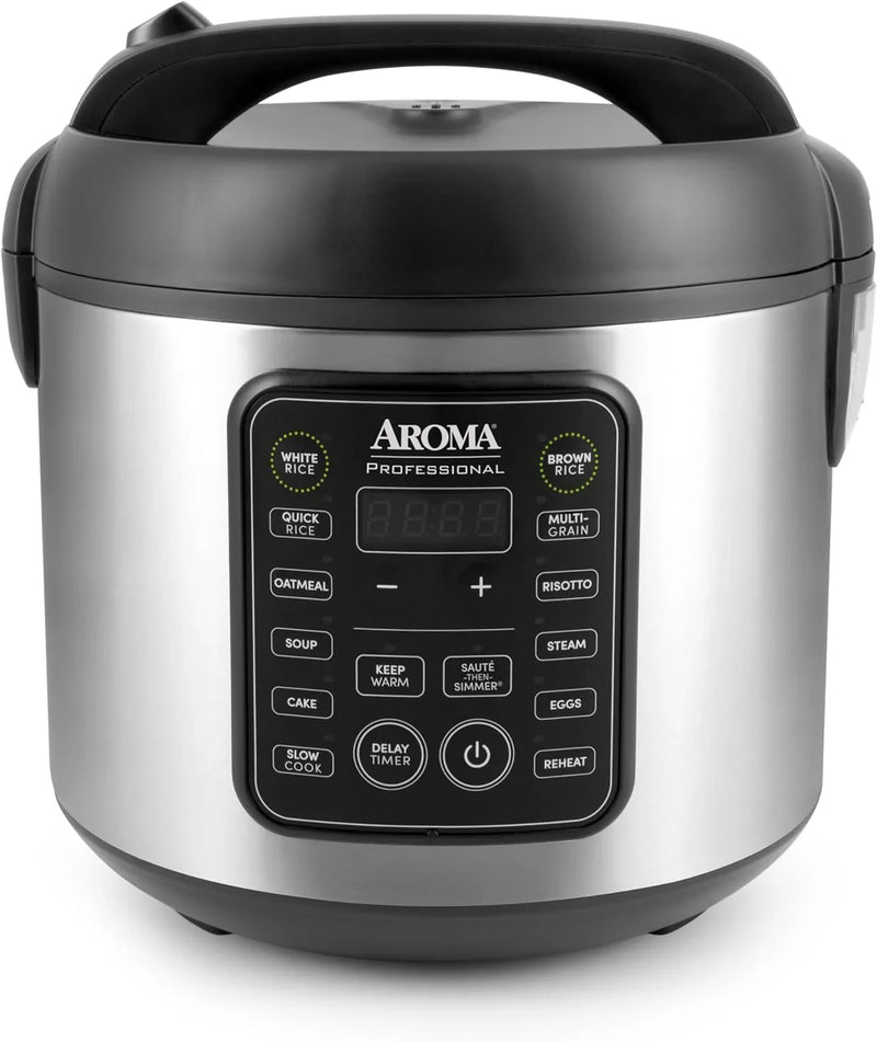 Digital rice cooker, 4 cup capacity (uncooked state) / 8 cup capacity (cooked state), steamer, multi-functional cooking pot, slow cooker, oatmeal pot, automatic insulation function, 2 gallons, stainless steel shell O8