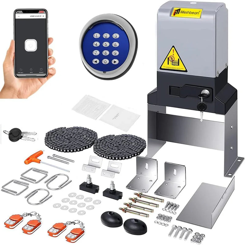 Automatic sliding door opener (controlled via APP), equipped with 4 remote controllers, 750-watt electric sliding door opener motor remote control kit, with wireless keyboard, suitable for sliding door openers up to 40 feet in length. X3