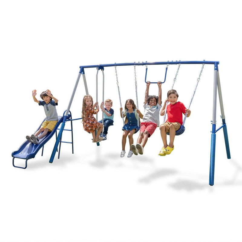 Swing Set, Outdoor Playset for Kids with Slide I1