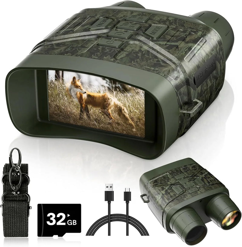 Night Vision Goggles - 4K Night Vision Binoculars with 5000mAh Rechargeable Battery, 32GB TF Card can Save Photo and Video, 3'' HD Screen for Camping & Security, Black Y4