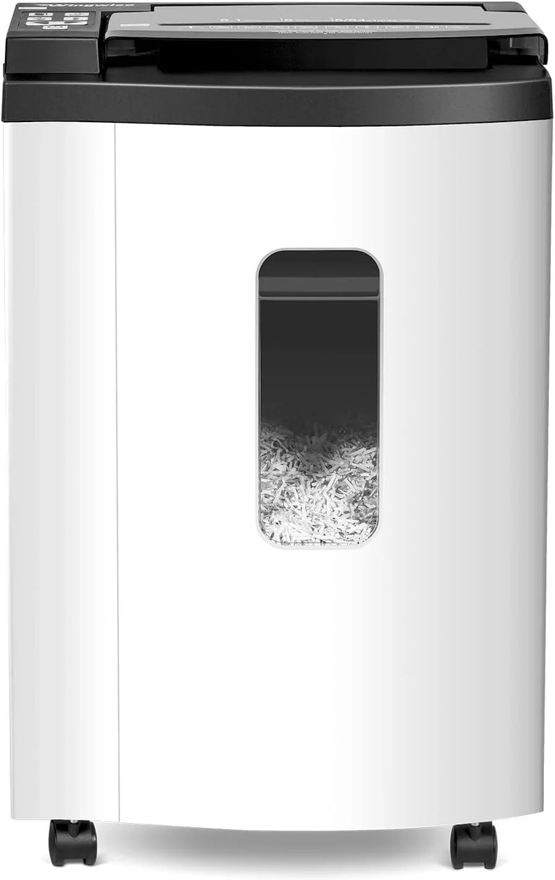 150 Sheet Auto-Feed Micro Cut Paper Shredder for Home Office Use, P-5 Super High Security (5/64 x 19/32 inches), Large 6-Gallon Bin, 20-Min Continuous Run, 55dB Ultra-Quiet, White L1