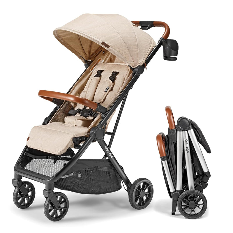 V2 Compact Baby Stroller - Premium vegetarian leather material, one-handed folding, infinitely adjustable tilt angle, aerospace-grade aluminum frame, oversized sunshade, spacious storage space, folding umbrella-style baby stroller - Desert Berry Colo Y6