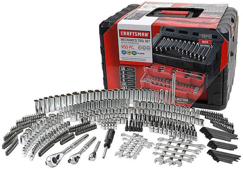 450-Piece Mechanics Tool Set, Ratchet Socket Hand Wrench Toolset R6