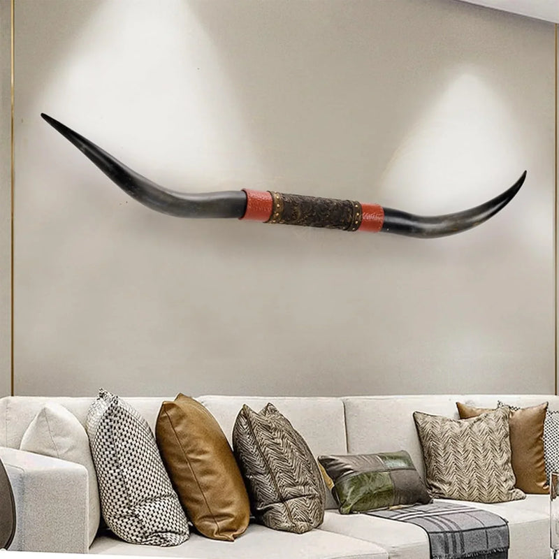 70" Long Horn Bull Horns, Longhorn Skull Wall Decor, Faux Taxidermy, Rustic Animal Head Wall Art, Living Room Decor G0