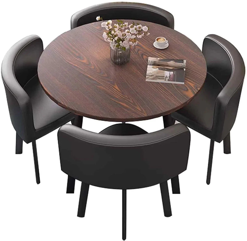 A 4-person conference table and chair set, office reception room club table and chair combination, suitable for living room / central area / farmhouse / home office, medieval style table and chair set D8