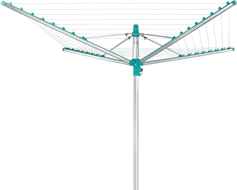 Simple drying machine, extendable by 50 meters to maintain cleanliness, made of fully rust-free aluminum material, with a shaft diameter of 3.28 meters and a maximum length of 2.03 meters. It has a pull-out rotating clothes drying rack, emerald green Y9