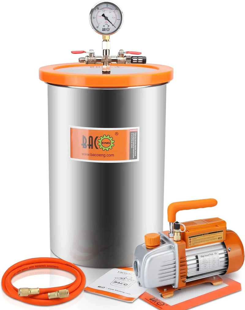 BACOENG 3 Gallon Vacuum Chamber Kit with 3.6 CFM 1 Stage Vacuum Pump HVAC H4