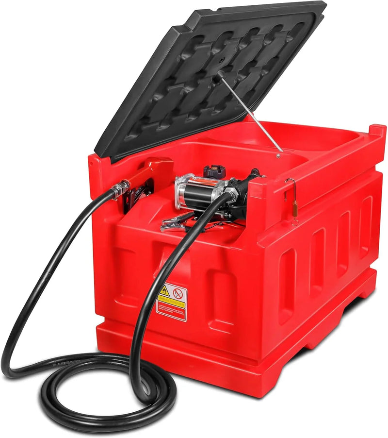 Portable 48 Gallon Fuel Tank with Pump for Gasoline & Diesel, 15GPM High Flow Rate 12V DC Self-Priming Fuel Transfer Pump, 13.1ft Hose, Auto Fueling Nozzle, for Easy Fuel Transportation C2