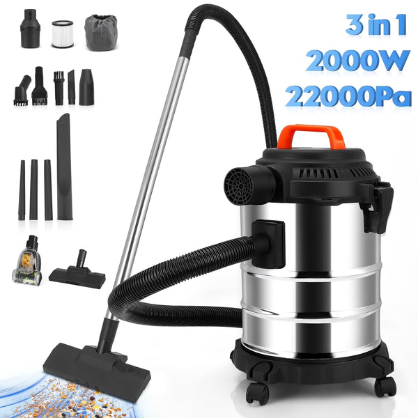 RELOIVE Wet Dry Vacuum,4.5 Gallon 2000W 6.5 Peak HP,3-in-1 Stainless Steel Shop Vacuum Wet and Dry,with Filter and Attachments for House Garage... I4