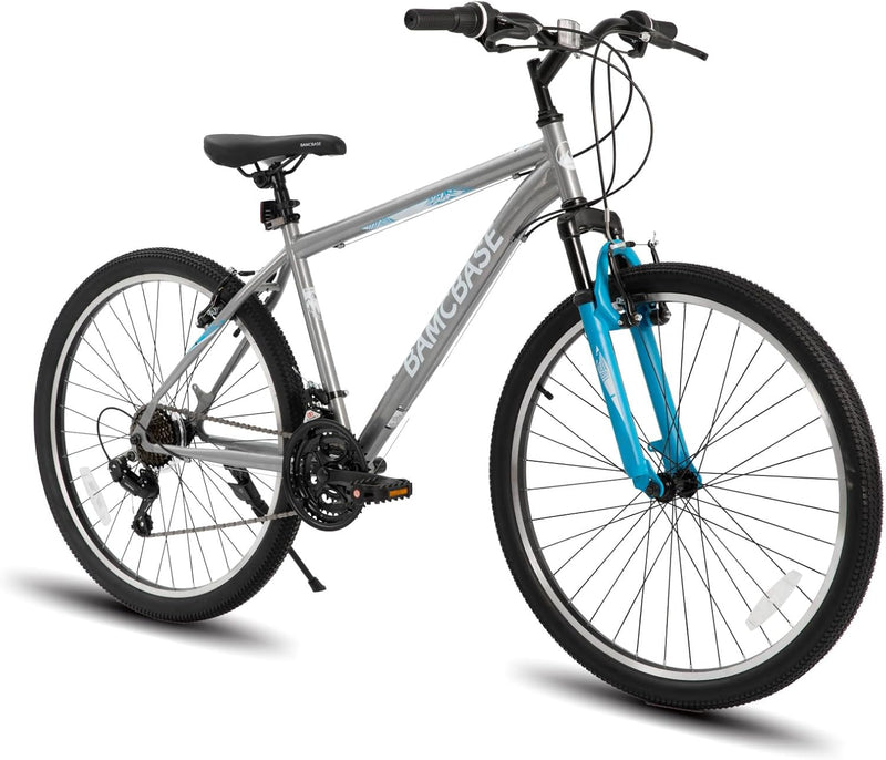 26/27.5 Inch Mountain Bike, Mens Womens MTB with 21 Speeds, High-Tensile Steel Frame, V Brake, Hardtail Bicycle for Adults I5