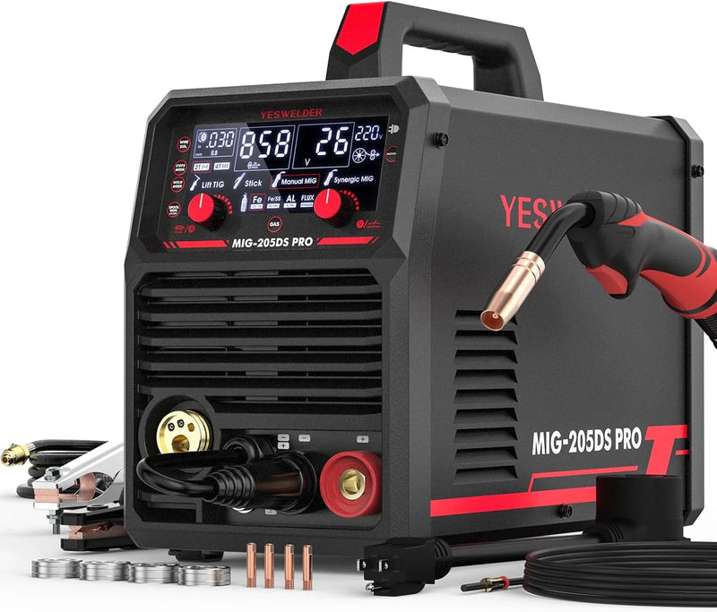 MIG Welder,110V Flux Core Welder Flux Core MIG/Lift TIG/Stick 3-in-1 Large LED Digital Display Welding Machine IGBT Inverter Welder FLUX-135PRO K6
