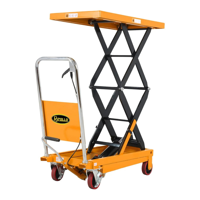 Hydraulic Lift Table Cart – 770 lbs Capacity, 51" Max Height, Double Scissor Lift with Safety Guard & 4 Wheels C2