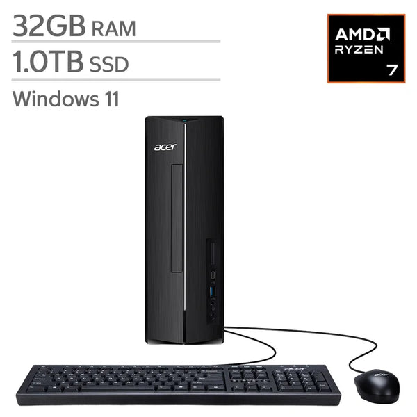 Acer Aspire Slim Desktop, AMD Ryzen 7 7730U - 32GB RAM, 1TB SSD J8