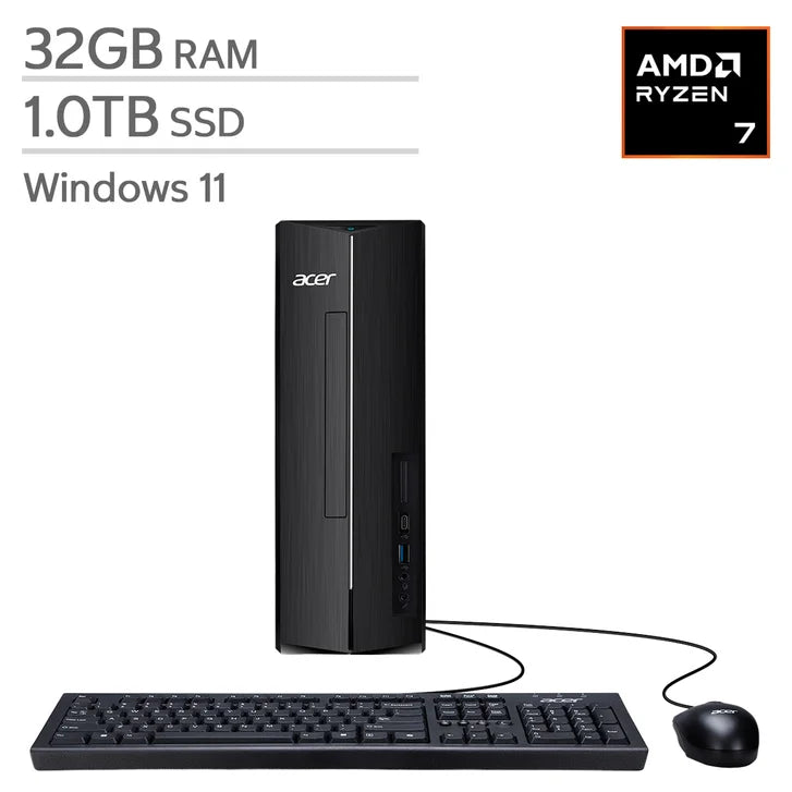 Acer Aspire Slim Desktop, AMD Ryzen 7 7730U - 32GB RAM, 1TB SSD J8