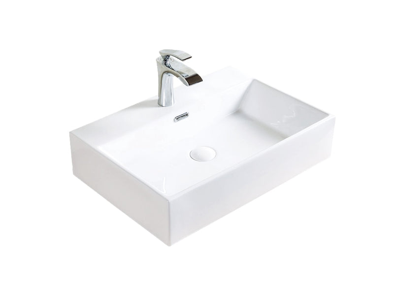 A&E Bath Raylee Ceramic Vessel Bathroom Sink/Basin with Overflow, Glossy White Q9