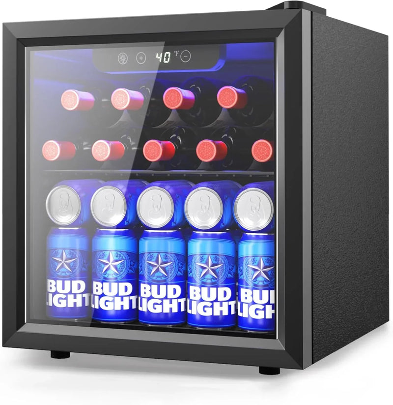 Beverage Refrigerator Cooler - 126 Can Mini Fridge with Glass Door for Soda Beer or Wine, Beverage Cooler for Home, Office, Bar with Adjustable Removable Shelves, Silver N3