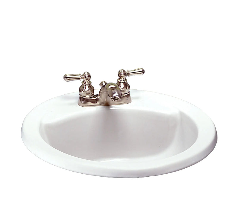 American Standard Cadet Round 4-in Center Drop-In Bathroom Sink/Basin with Overflow, White, 19-in R6