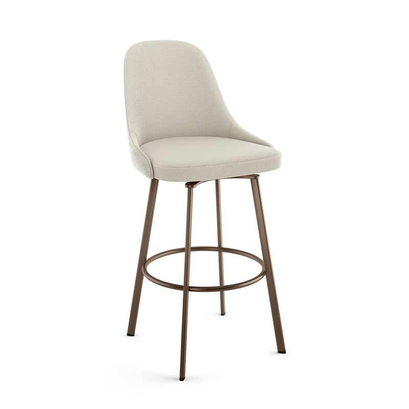 Amisco Harper Swivel Counter Stool with Backrest, Bronze Frame & Cream Fabric, 26-in V7
