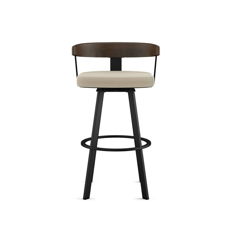 Amisco Lars Wood Swivel Counter Stool with Backrest, Black Frame, 26-in Y4