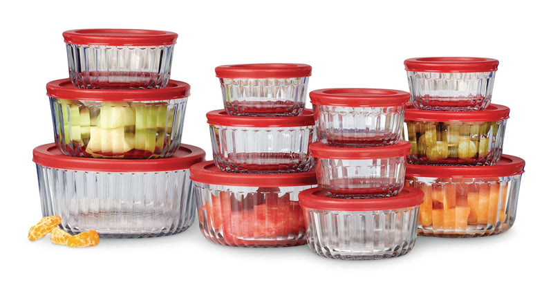 Anchor Hocking Fluted Glass Food Storage Set with Lids, 12 Count Z4