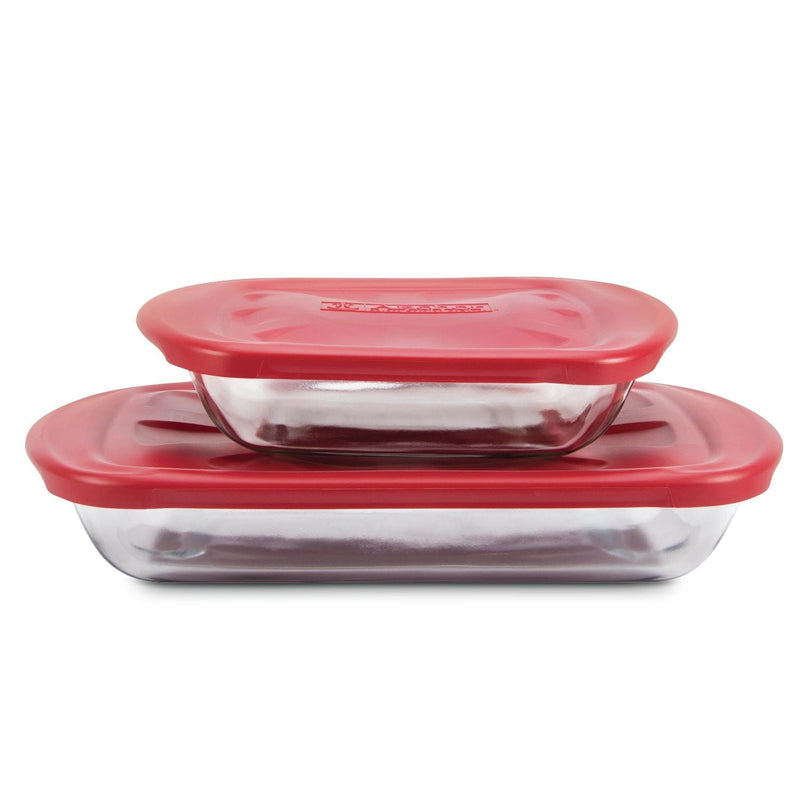 Anchor Hocking Glass Bake 'n' Keep Set with Plastic Lids, 4-pc B9