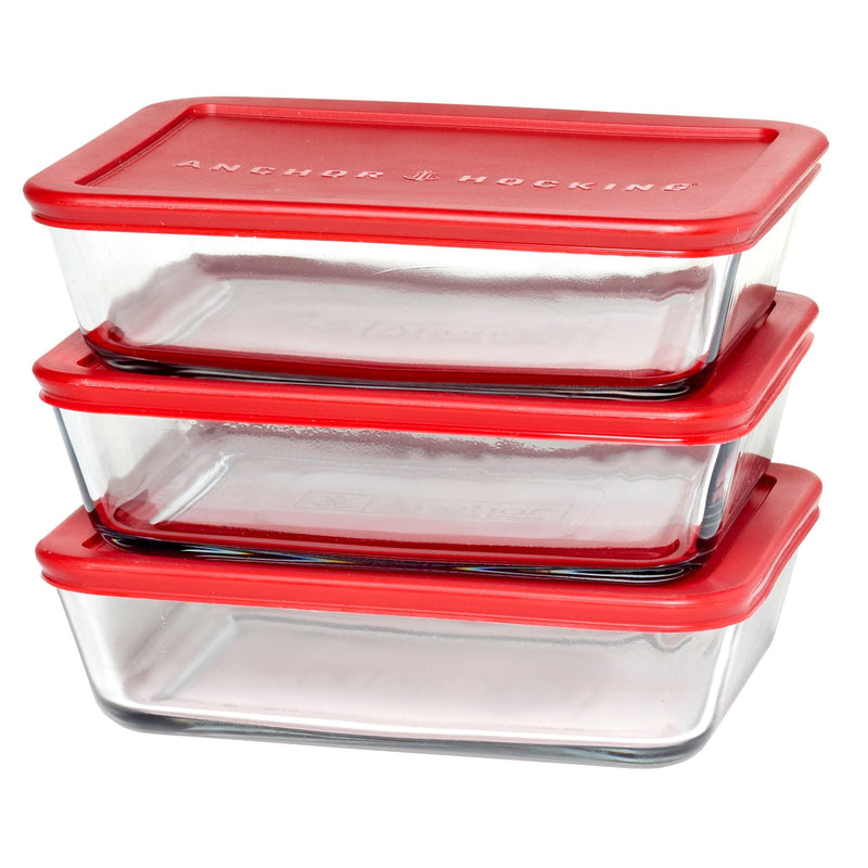 Anchor Hocking Glass Meal Prep Food Storage Container Set, 6-pc W0