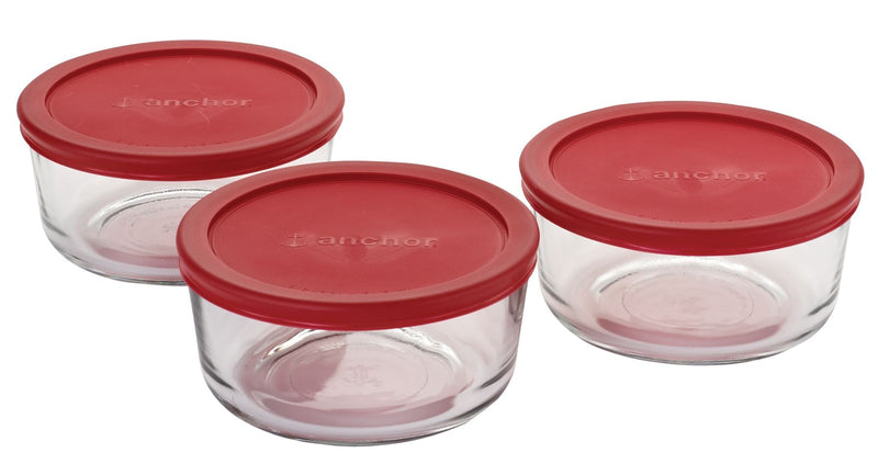 Anchor Hocking Glass Round Storage Container Set with Lids, 3 Count W6