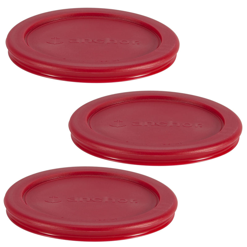 Anchor Hocking Plastic Lid Set, Red, 3-pc x 2-Cup R8