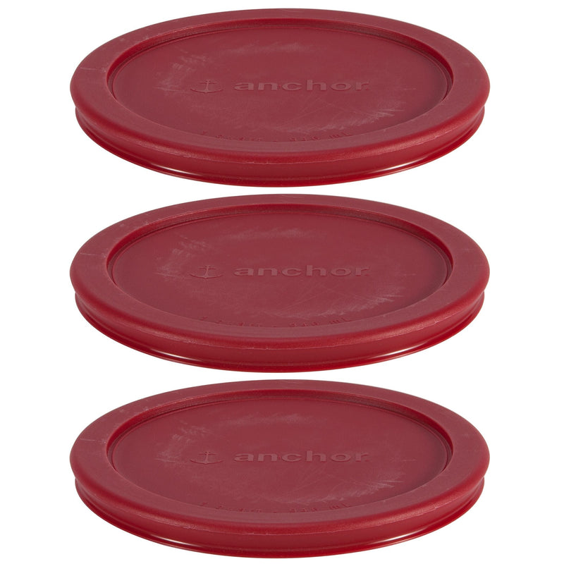 Anchor Hocking Plastic Lid Set, Red, 3-pc x 4-Cup O5