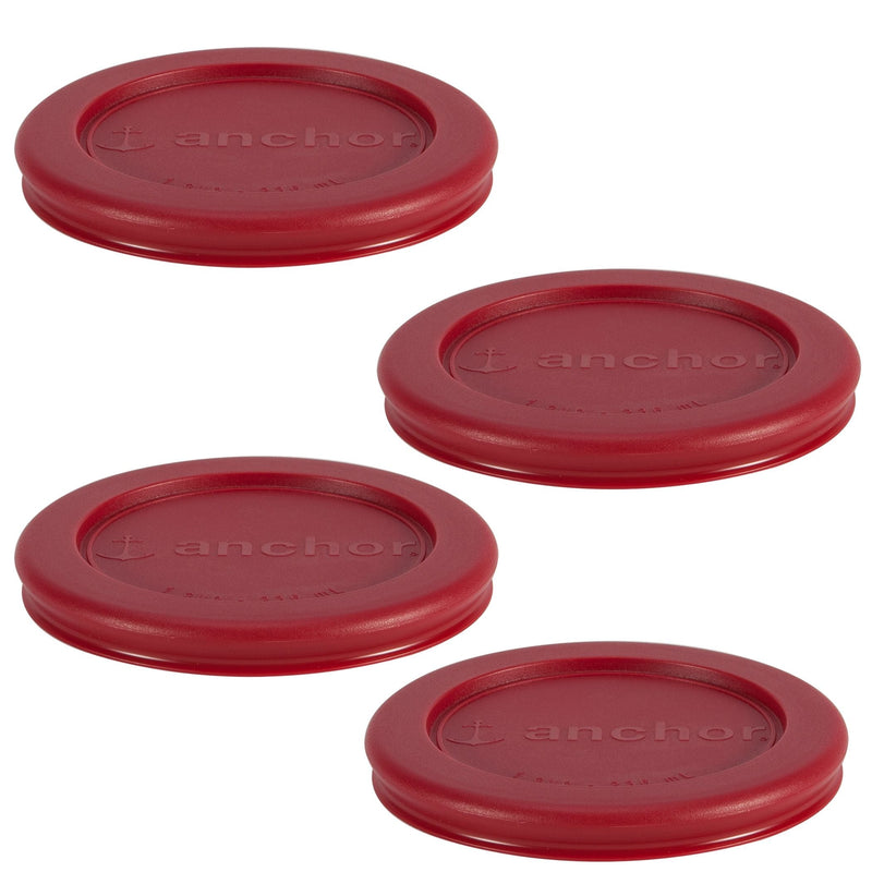 Anchor Hocking Plastic Lid Set, Red, 4-pc x 1-Cup L8