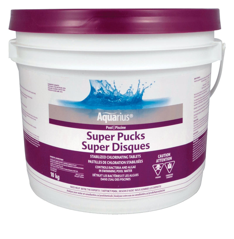 Aquarius Super Pucks Stabilized Chlorine Pool Pucks, 10-kg Q1