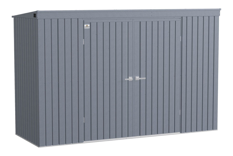 Arrow Elite Steel Storage Shed with Pent Roof, Anthracite, 10-ft x 4-ft P2