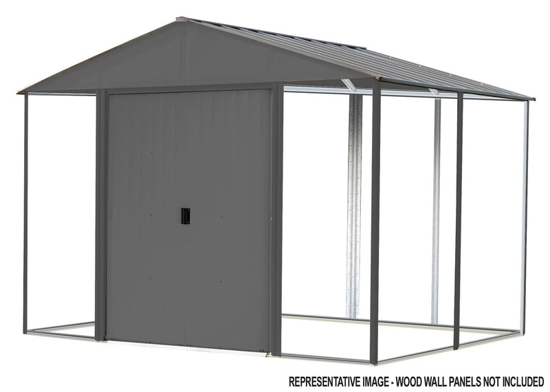 Arrow Ironwood Steel Hybrid Shed Kit, Anthracite, 8-ft x 8-ft S6