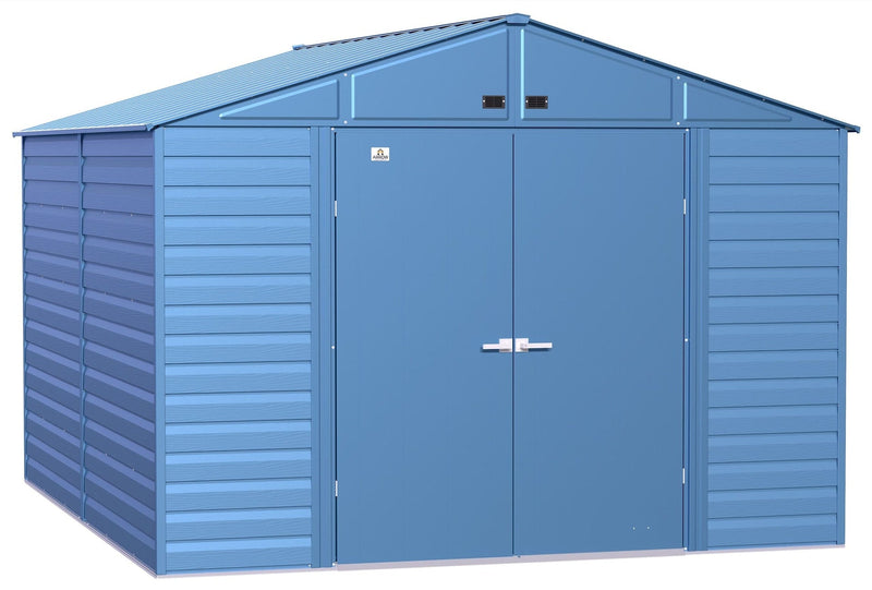 Arrow Select Galvanized Steel Storage Shed, Blue Grey, 10-ft x 12-ft K1
