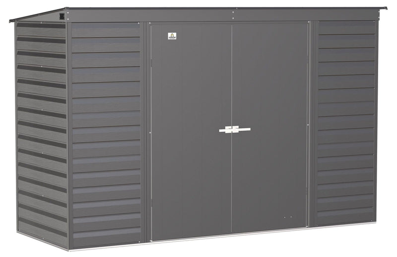 Arrow Select Galvanized Steel Storage Shed, Charcoal, 10-ft x 4-ft Z2