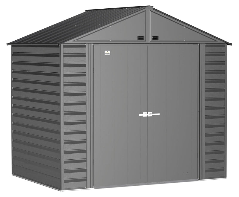 Arrow Select Galvanized Steel Storage Shed, Charcoal, 8-ft x 6-ft F2