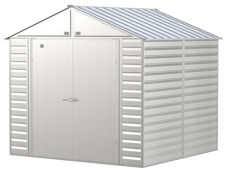 Arrow Select Galvanized Steel Storage Shed, Flute Grey, 8-ft x 8-ft M2