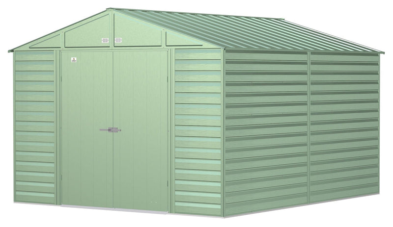 Arrow Select Galvanized Steel Storage Shed, Sage Green, 10-ft x 12-ft C0