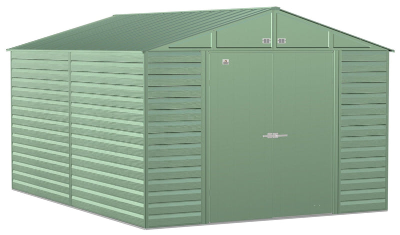 Arrow Select Galvanized Steel Storage Shed, Sage Green, 10-ft x 14-ft E3