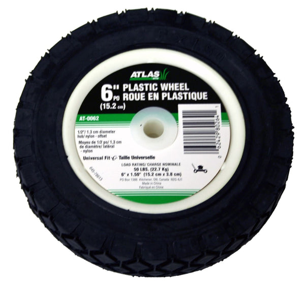 Atlas Lawn Mower Replacement Wheel, Wide Tread, 6-in x 1.5-in D2