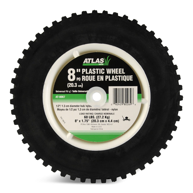 Atlas Plastic Lawn Mower Replacement Wheel with Geared Tread, 8-in x 1.75-in B7