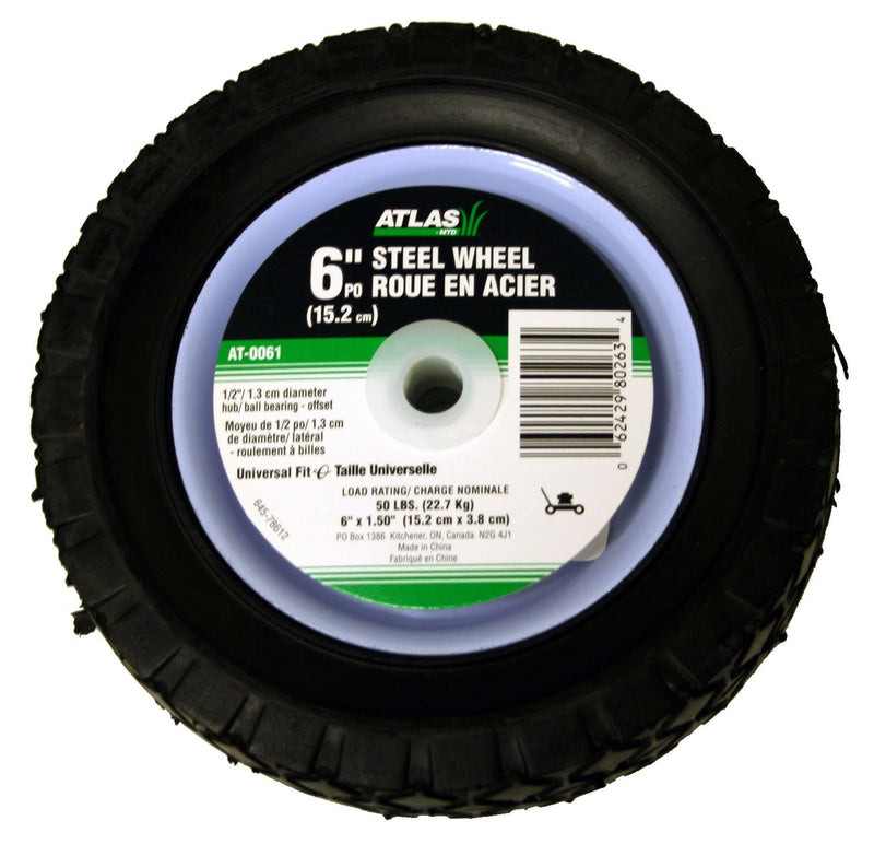 Atlas Steel Lawn Mower Wheel with Ball Bearings, 6-in x 1.5-in I6