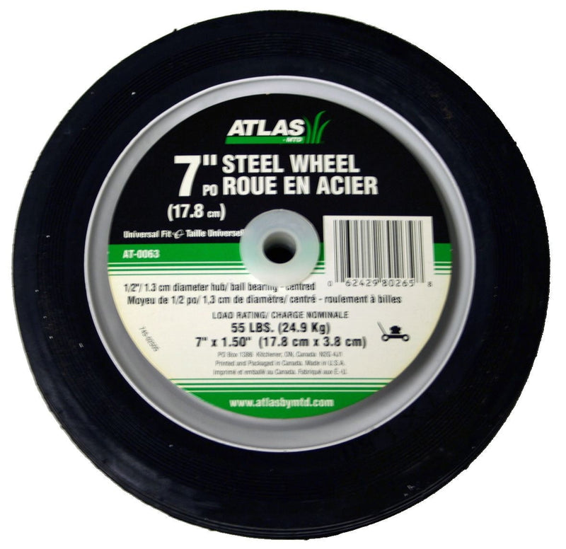 Atlas Steel Lawn Mower Wheel with Ball Bearings, 7-in x 1.5-in W2