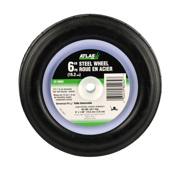 Atlas Steel Mower Wheel with Ball Bearings, 6-in V1