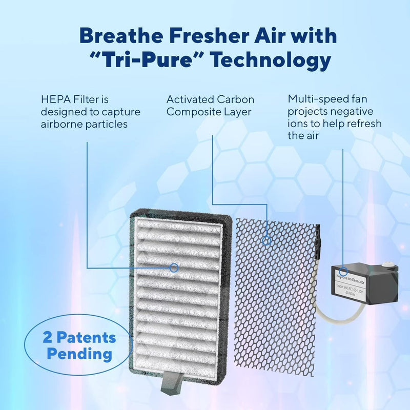 DSTx Portable Air Purifier - HEPA Filter, Plug-In Ionizer for Home, Bedroom, Pets, Smoke, Dust, and Odors G5