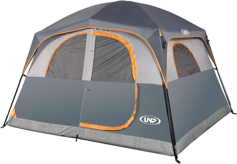A 6-person waterproof and windproof portable family camping tent, with a double-layer structure, equipped with 1 mesh door and 5 large mesh windows - height of 10 feet × 9 feet × 78 inches (unit: inches) O5