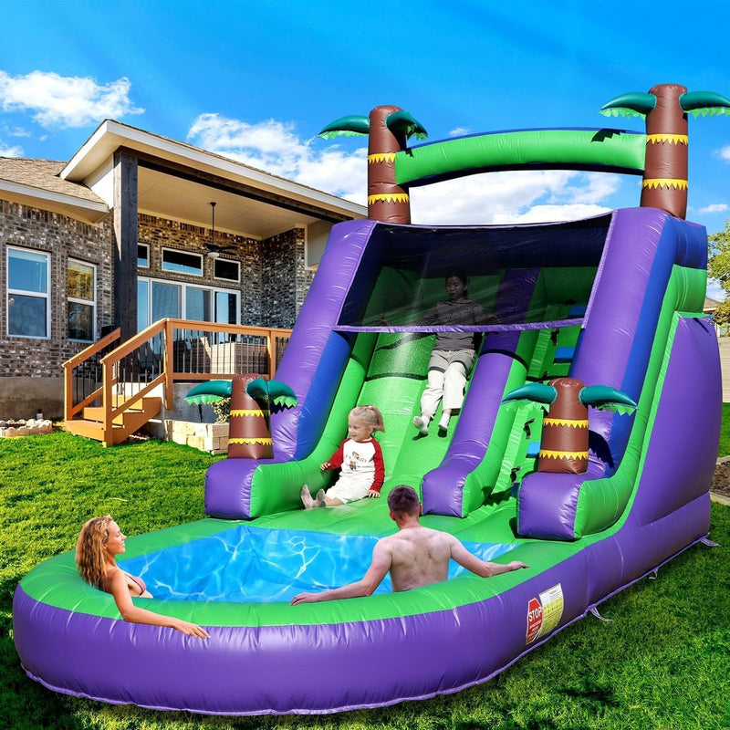 21FT(L) Commercial Grade Water Slide for Adults, (Heavy Duty Full PVC) (Big Splash Water Pool), 750w Blower, Inflatable Waterslide for Backyard, Outdoor Park, 21x9x12ft O5