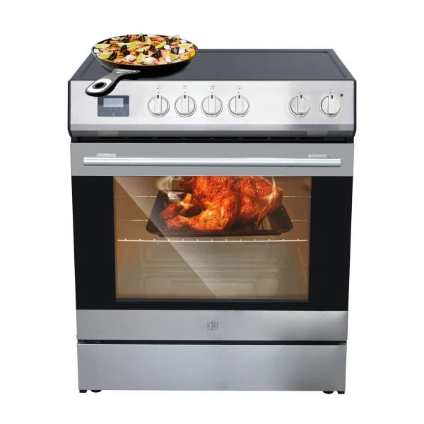 Front Control Electric Range Oven with 5 Cooktop Elements with 6 Cooking Power Options, Freestanding Oven, 5.0 cu. ft. Capacity Stainless Steel K1